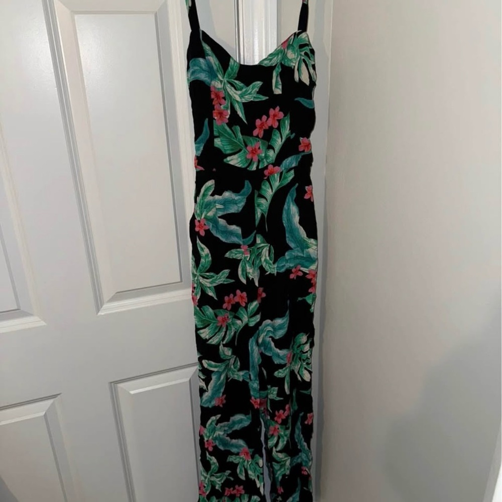 Abercrombie & Fitch Green and Red Resort Slip Jumpsuit